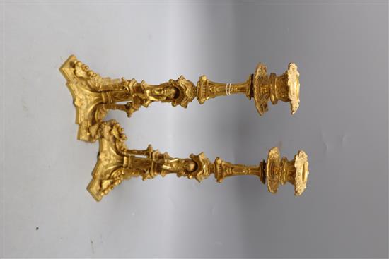 A pair of 19th century ormolu candlesticks, height 29cm